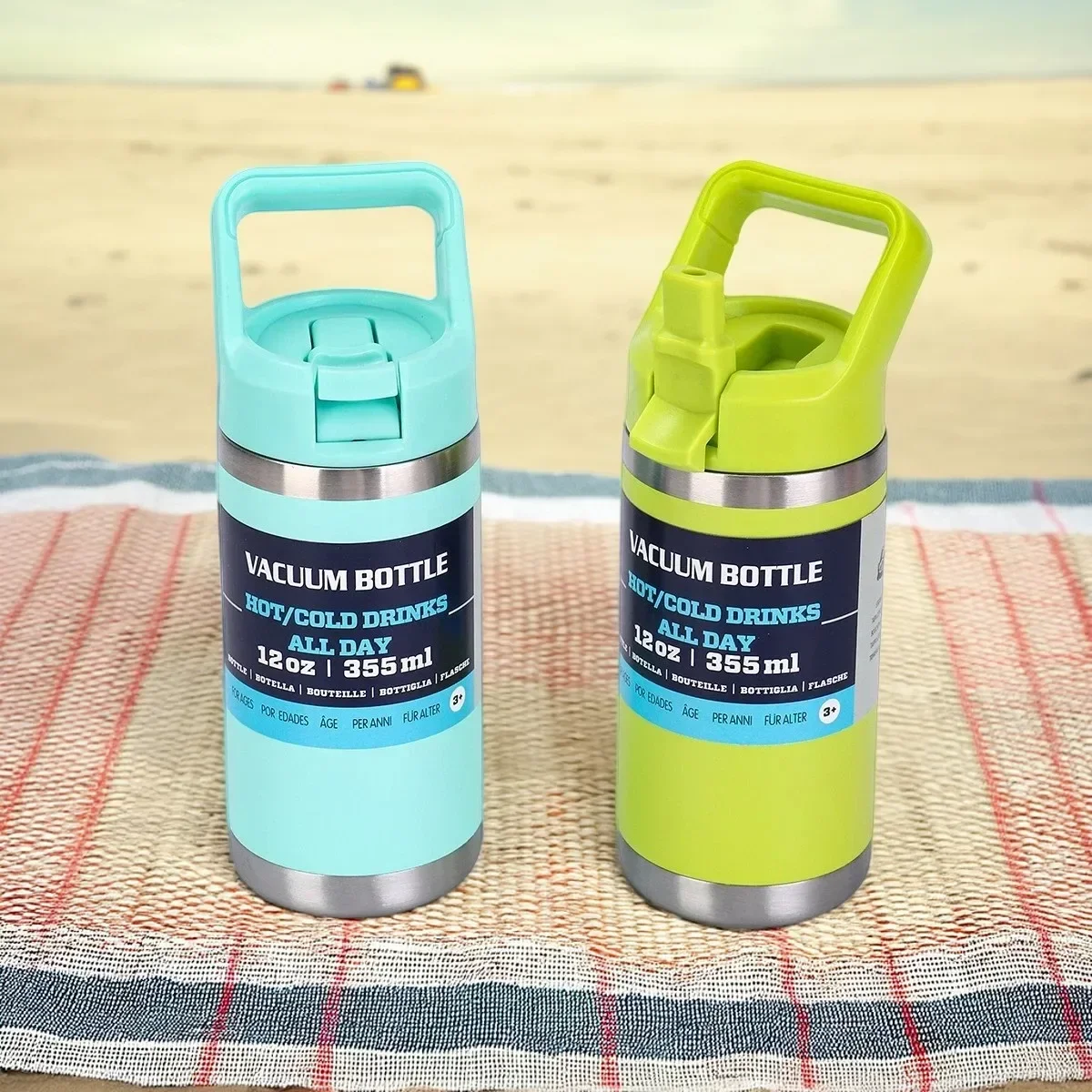 NEW 12oz Straw Cup, Insulated Cup with Handle, Portable Insulated Cup, Cold-Keeping Bottle, the Colors Are Bright and Beautiful