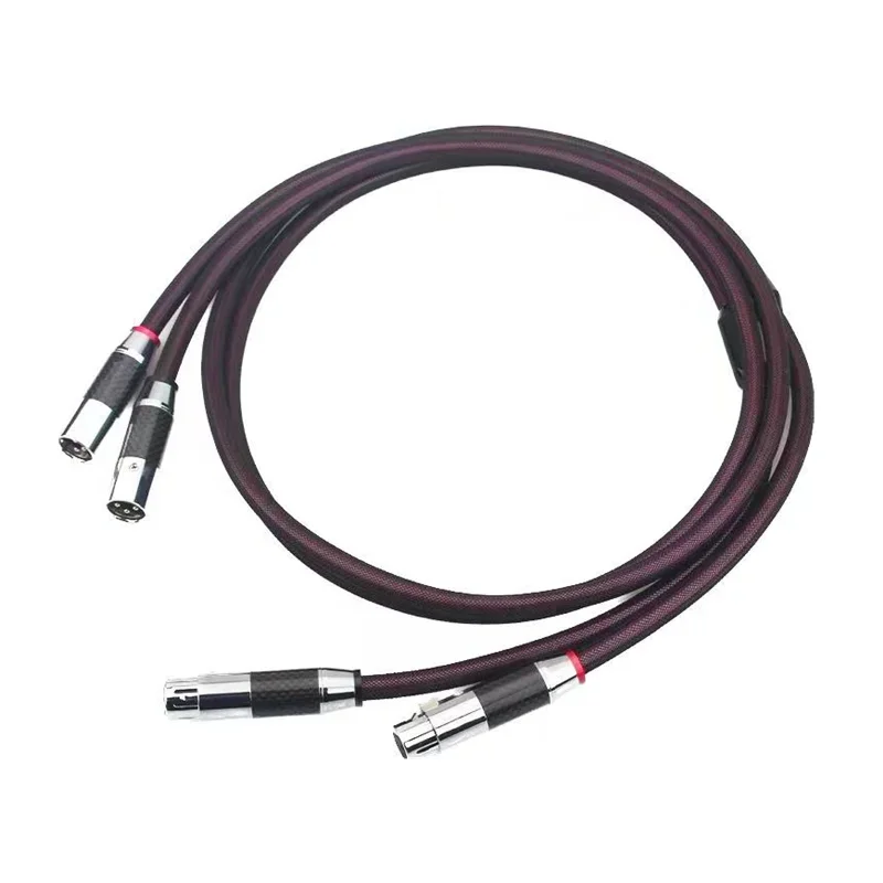 Pair Pure Silver HiFi Audio Line 2Male To 2Female XLR Balanced Cable for Amplifier CD DVD Player