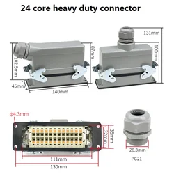 24 core new crimp heavy duty connector HDC-HE-024 Aviation Industry waterproof plug socket (more convenient and fast connection)