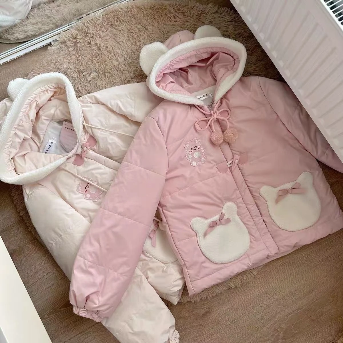 

Japanese Elegant Harajuku Casual Women Hooded Coat Chic Long Sleeve New Cute Coat 2025 Fashion Autumn/Winter Female Outwear