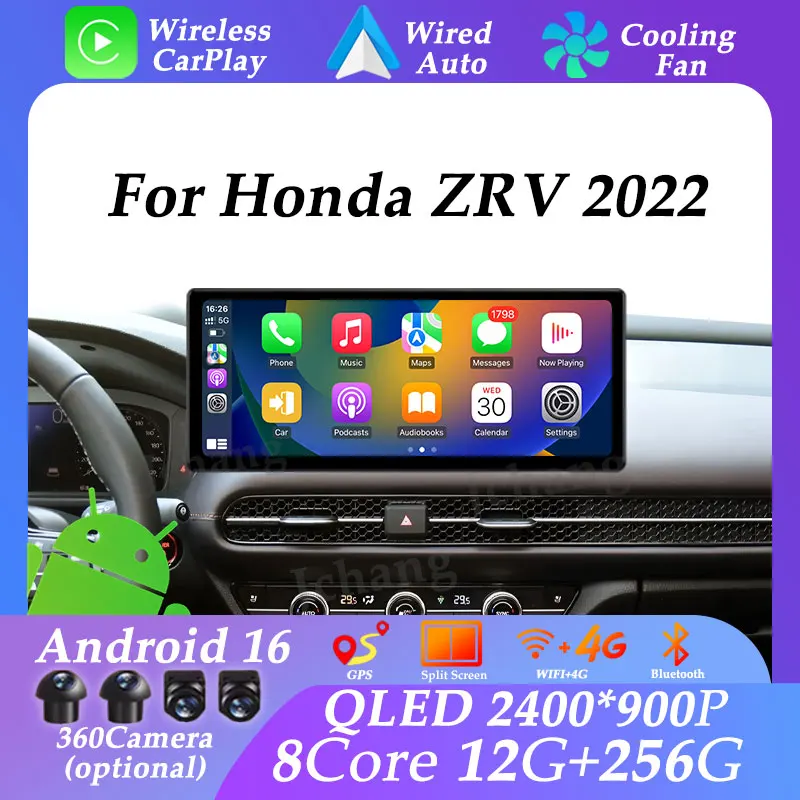

Ультратонкий экран для Honda ZRV 2022: Android 16, разделение экрана, Carplay, Auto, мультимедийный проигрыватель, головное устройство, аксессуары, DSP, GPS-навигация