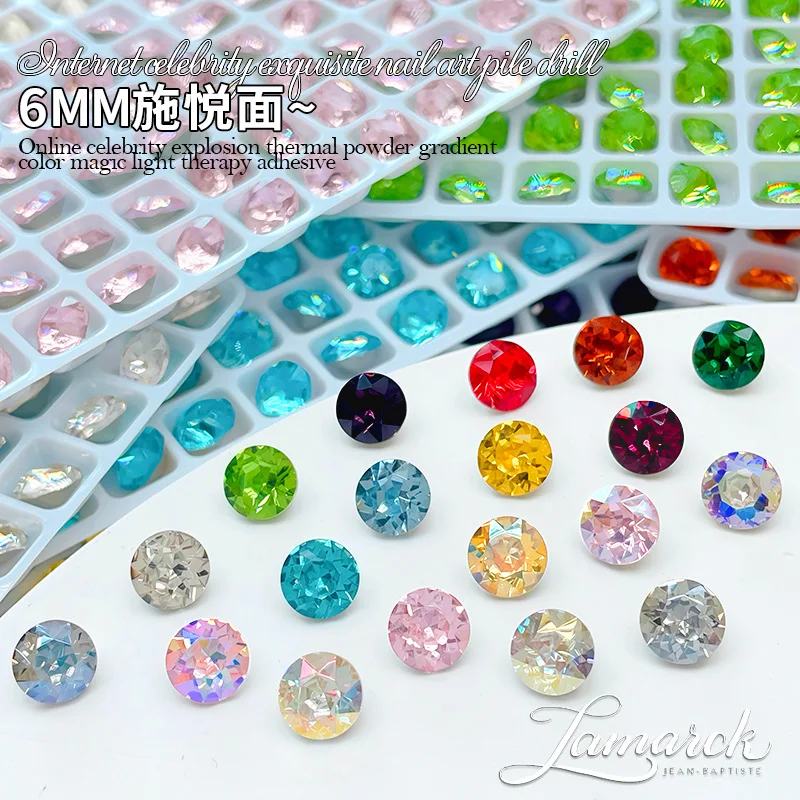 K9 Crystal 6mm Round diamonds 33 facets Pointed bottomed Gems Used for earrings necklaces Crystal Fantasy Color Nail Jewelry