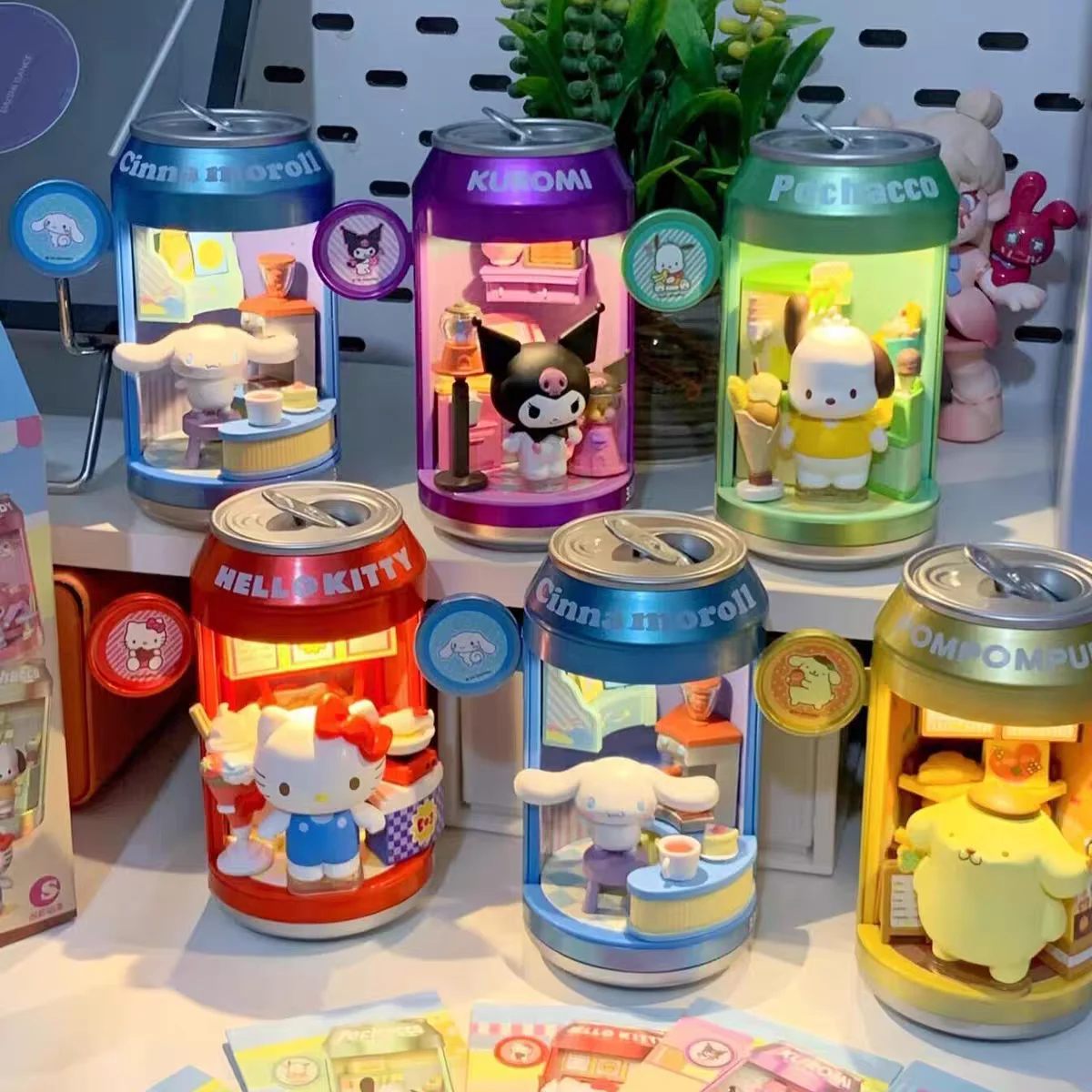 In Stock Original Sanrio Blind Box Soda Can Dessert Shop Series Genuine Creative Lighted Ornament Collectible Toys Gifts view 5