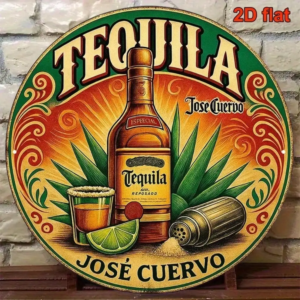 Letrero Metálico Redondo de 8 Pulgadas de Jose Cuervo Vintage para Decoración de Pared en el Hogar, Bar o Cuarto de Hombre