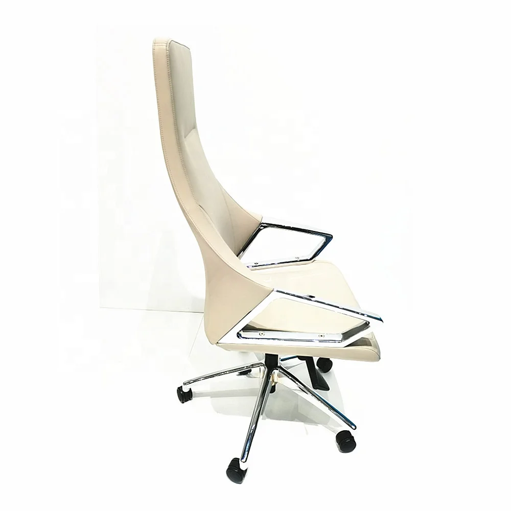 

High Back Executive Office Chair Modern Design Luxury PU Synthetic Leather White for Boss Managers and Office Projects