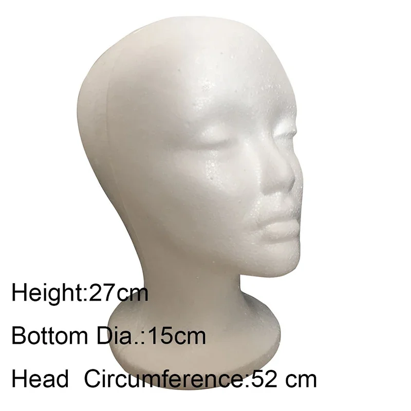 1pcs Female Styrofoam Foam Mannequin Manikin Head Model Hat Glasses Wig Display Male White Foam Mannequin Head Holder Stand Rack