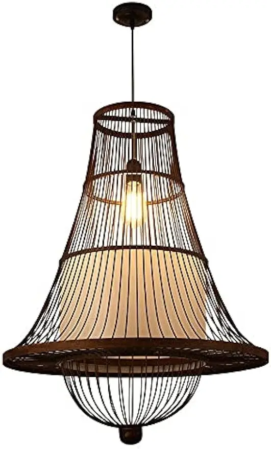 

Modern Chandelier Lamp, Hand-Woven Horn-Shaped Natural Rattan Wicker Bamboo Branch Pendant Lamp Bamboo Lampshade