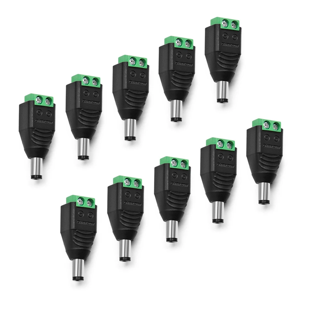 

5pcs Power Jack Male Plug Adapter Barrel Connector 5.5 x 2.1mm For CCTV Security Camera Monitoring Power Plug parts