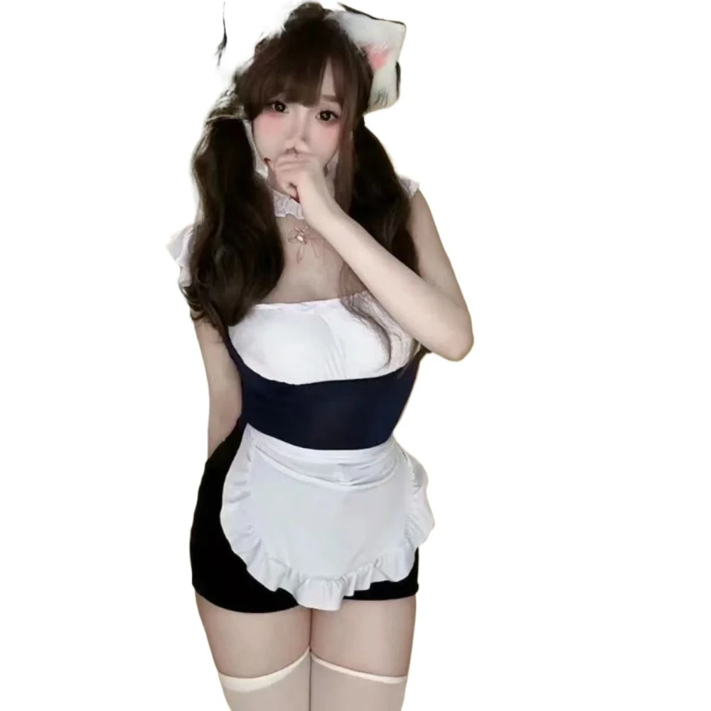 

Сексуальное аниме-женщина, черное боди горничной, боевая облегающая одежда, мотоциклетный костюм для девочек в стиле панк, кибер, униформа, карнавальный костюм