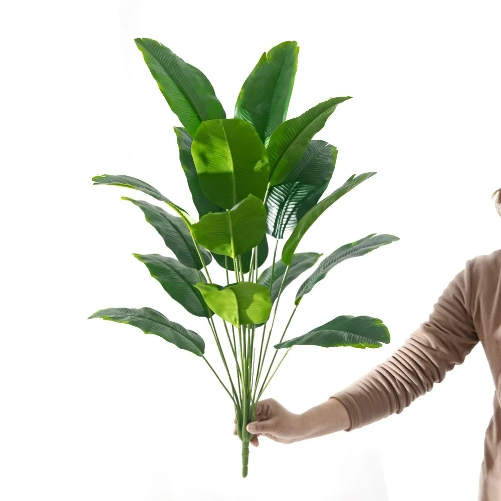 1 Stück Realistische Künstliche Pflanzen Große Tropische Palme Künstliche Bananenpflanzen Blätter Plastik-Monstera für Haus Garten Party Dekoration – Detail 7