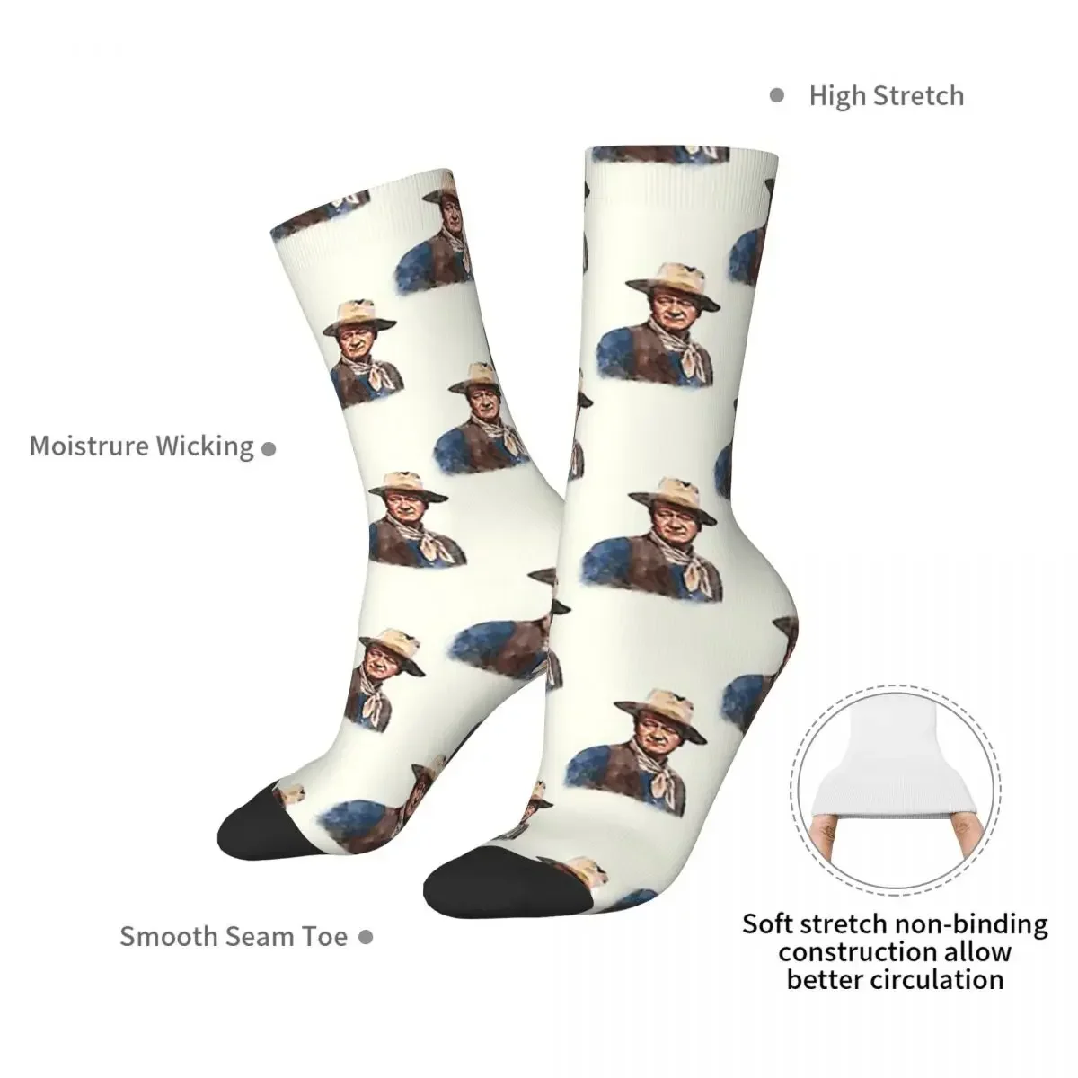 John Wayne "The Duke" - Watercolor Socks Harajuku Sweat Absorbing Stockings All Season Long Socks Accessories for Unisex Gifts