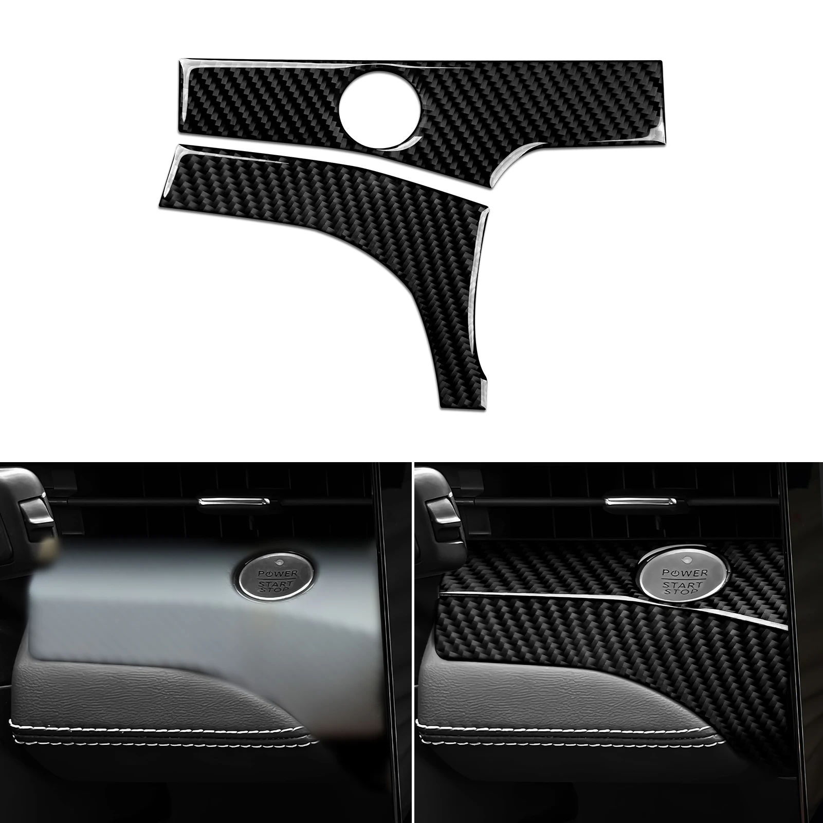 Soft Carbon Fiber Interior Sticker. Car Engine Start Stop Button Panel. For Ford Mustang Mach-E (2021-2027) Trim Accessories. view 4