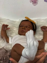 48CM African American Reborn Baby Doll Romy Premature Baby Finished Newborn Dark Skin Black Girl Best Christmas Gift For Kids