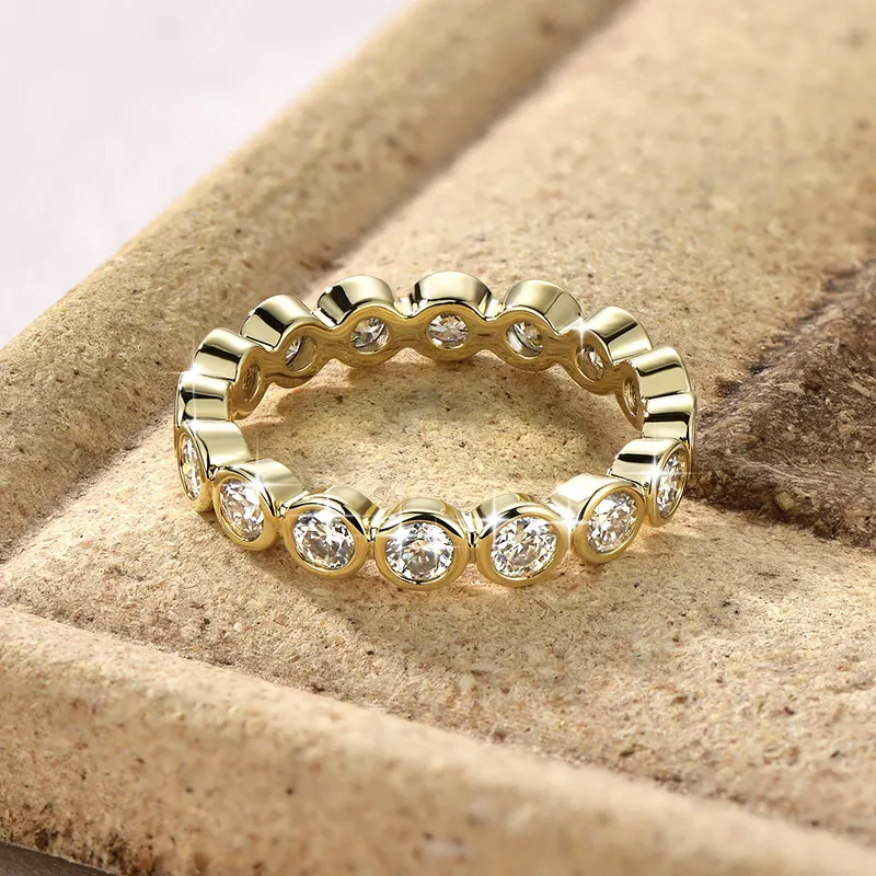 IOGOU 14k Goldfilled Eternity-Ring mit 3mm D Rundem Moissanit, stapelbare Ringe, GRA-zertifizierter Schmuck für Damen 2026 – Detail 6