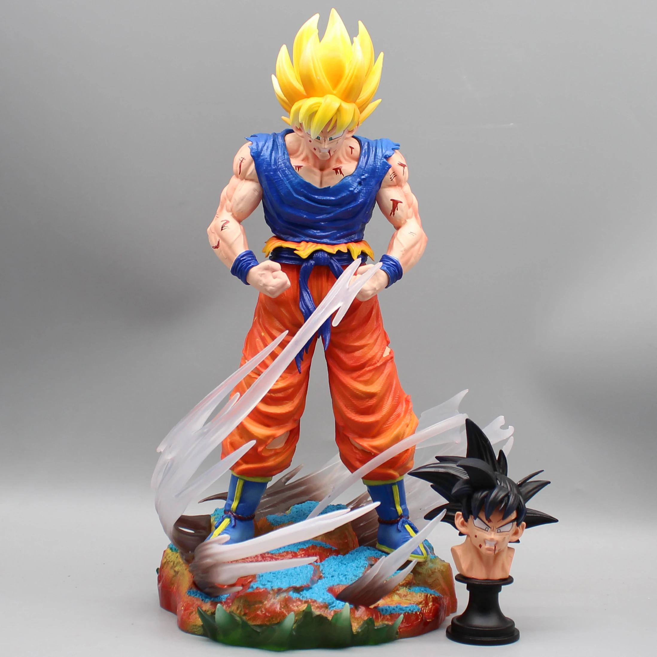 

Dragonball Gk Son Goku взрывоопасная поза 1/6 скульптура с двойной головой аниме экшн ПВХ Модель Коллекционная декоративная игрушка праздничный подарок