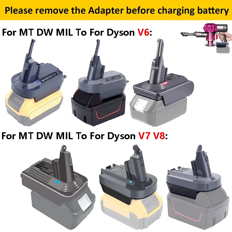 

For Makita/Dewalt/Milwaukee 18V Lithium Battery Adapter Converter To Dyson V6 V7 V8 Battery Cordless Vacuum Cleaner tool