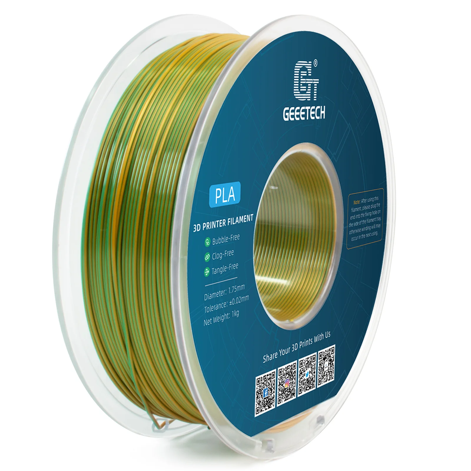 Geeetech 5KG Dwukolorowy Filament Jedwabny PLA, Filament 3D 1,75 mm Szpula (+/-0,03 mm) Pakowany próżniowo — zdjęcie produktu 2
