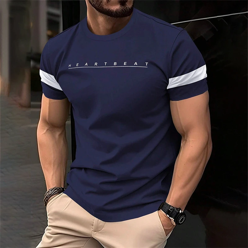 Simple Fashion Letters Striped Graphic T Shirts For Men Trend Summer Streetwear 3D Printed T-shirt Loose Streetwear Hip Hop Tees image 3