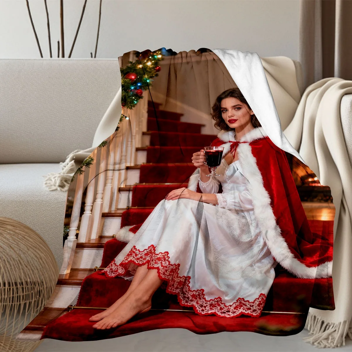 بطانية من الفلانيل مخصصة لذكرى عيد الميلاد للزوجين - منقوشة بتاريخك الخاص + نمط ندفة الثلج لعيد الميلاد، تحافظ على الدفء، قابلة للغسل في الغسالة بدون تشوه، مناسبة لسرير غرفة النوم الرئيسية ومسند الأريكة - هدية مثالية للزوجة من ألياف البوليستر الممتازة للزوجة #6