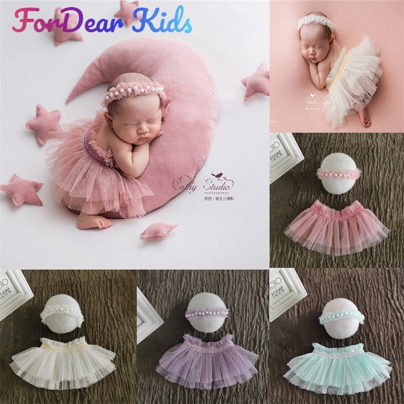 Appena nato Del Bambino Delle Ragazze Fotografia Abbigliamento Fascia + tutu Camicia Multi-colori In Studio Accessori di Ripresa