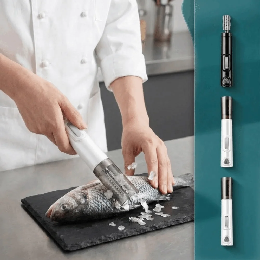 Cordless Electric Fish Scaler Efficient Left/Right Rotation Electric Fish Scale Scraper Stainless Steel Professional