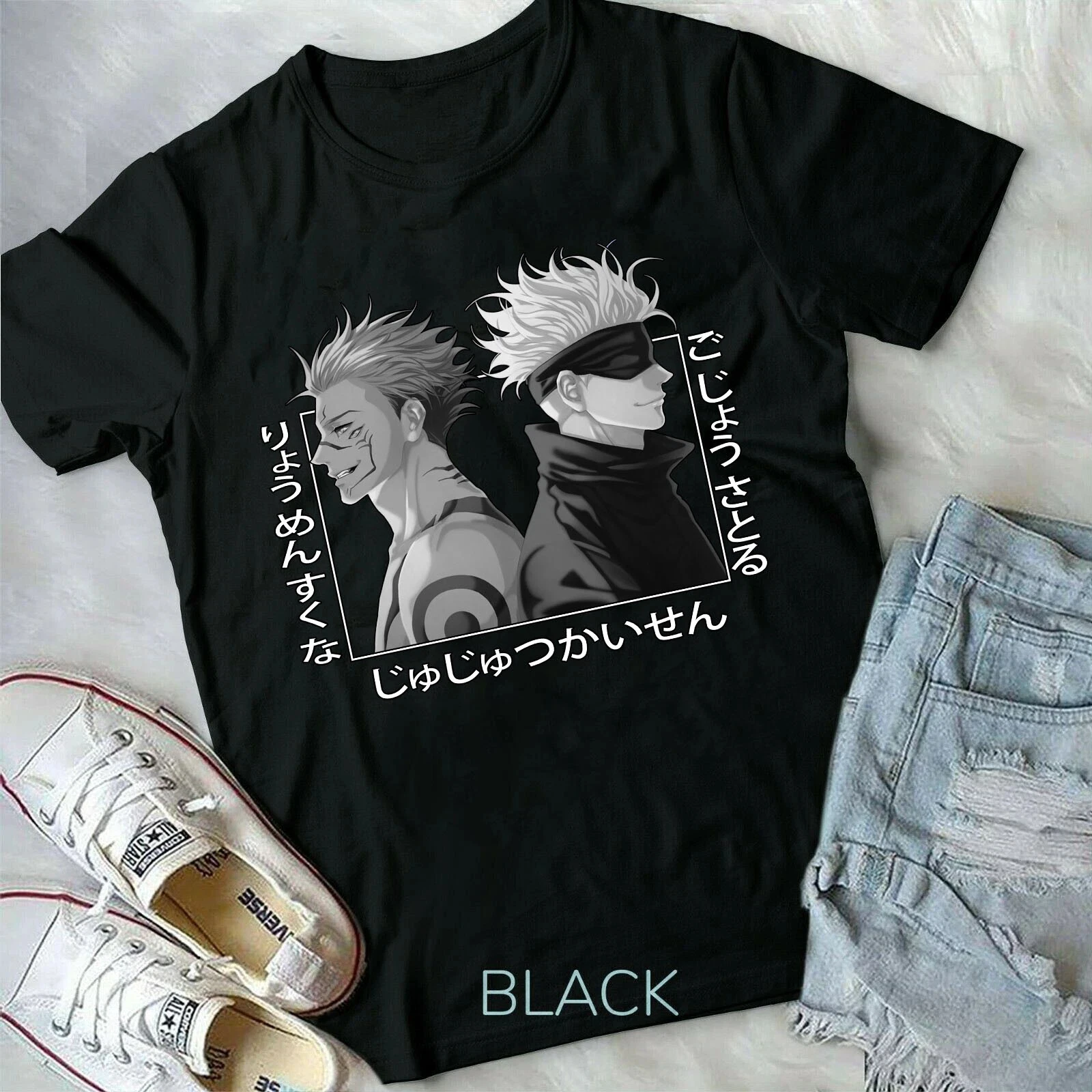 2026 Sommer Jujutsu Kaisen Anime Satoru Gojo/Ryomen Sukuna Bedrucktes Lockeres Kurzarm-T-Shirt aus Reiner Baumwolle für Kinder Unisex Y2k