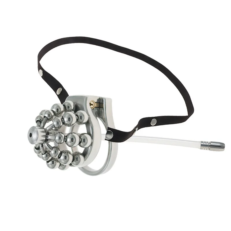 Penis Sleeve Round Cock Ring Chastity Device Metal Cage Ring Penis Urethral Catheter Sex Toys for Men Erotic Male Chastity Lock