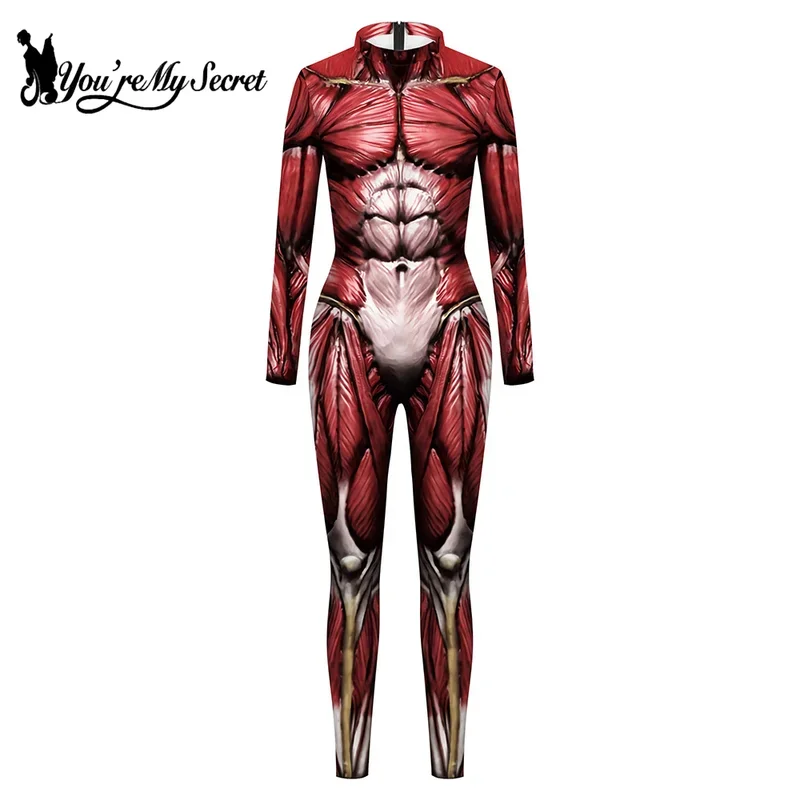 HN8 [You're My Secret] Halloween Cosplay Costumes for Men Women 3D Printed Muscle Elastic Human Anatomy Body Bodysuit Jumpsu8…Gf