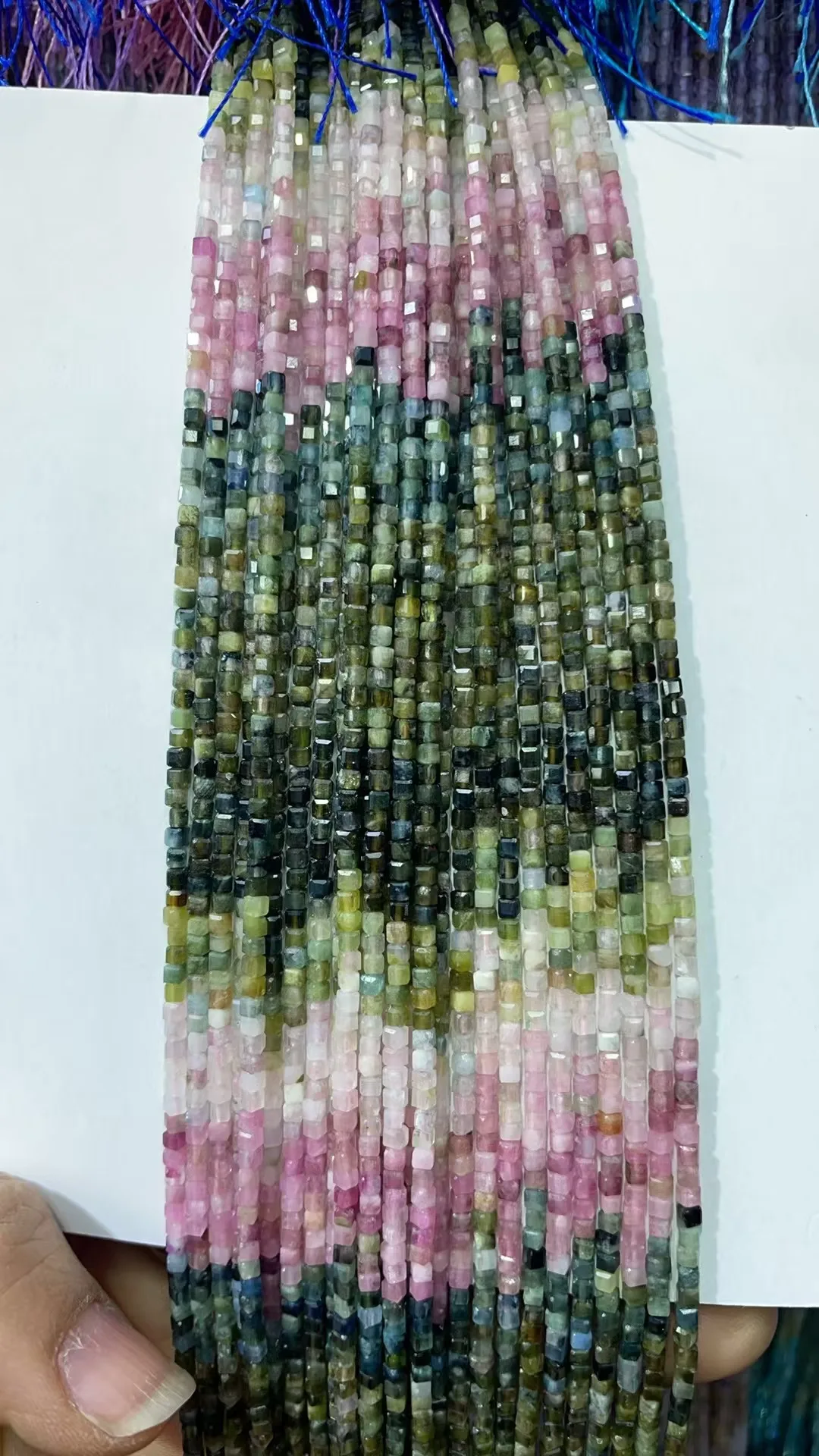 Natural Mixed Color Tourmaline Edge Faceted Cube Beads 2.5mmx2.5mm，Different Colors