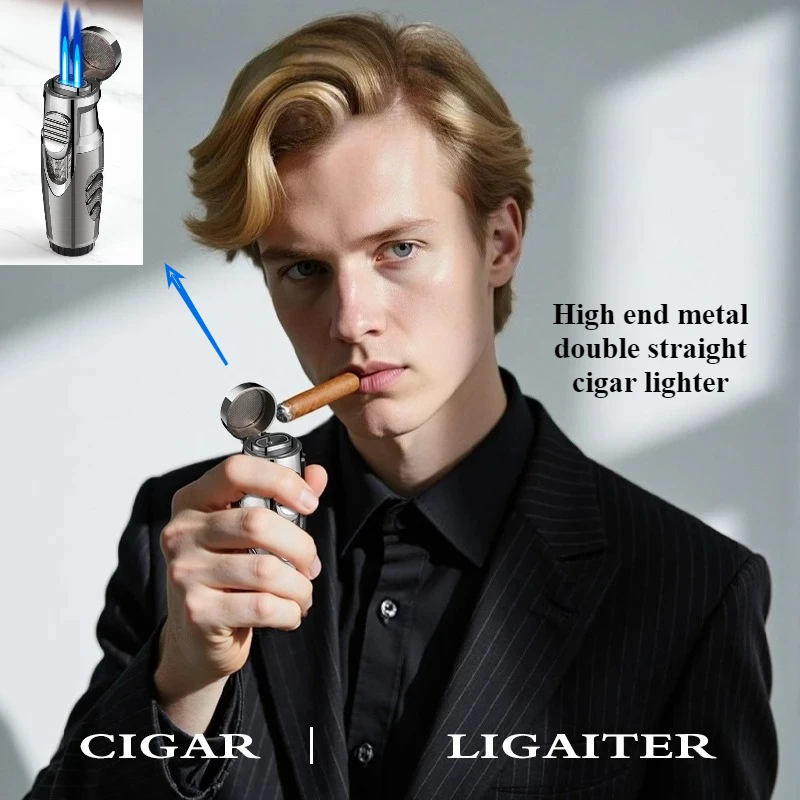 

Новая высококачественная металлическая зажигалка с двойным распылением, модная и портативная уличная ветрозащитная сигарета, аксессуар, мужской подарок 2026