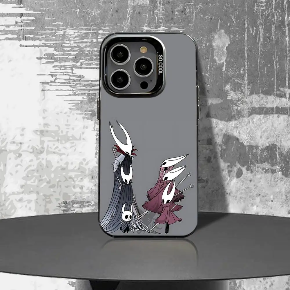 حافظة هاتف H-Hollow K-Knight Silk Song لهاتف iPhone 16,15,14,13,12,11,Pro,XS,Max,Plus,Mini,SE4,E غطاء أسود غير لامع مقاوم للصدمات