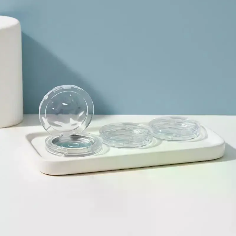 Innovative Clear Wavy Blush Box for Seamless Makeup Organization with Powder Lipstick Concealer Compartments