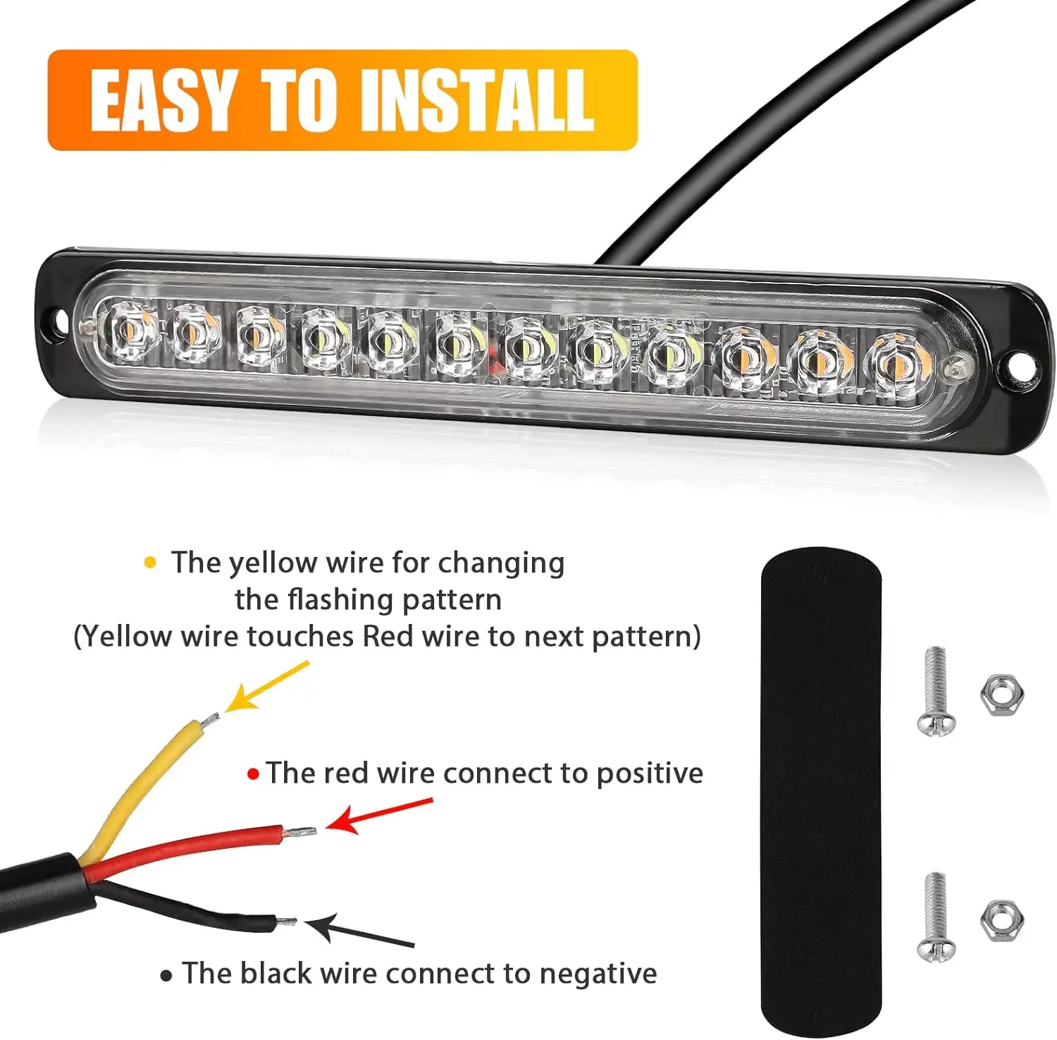 2pcs 4pcs Truck 12V 24V 12smd LED Strobe Warning Light Grille Flashing Lightbar Car Beacon Lamp Amber Yellow White Traffic Light