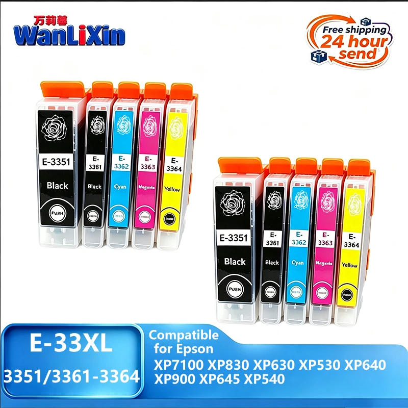 1-5 Sets 33XL T3351/T3361-T3364 Refill Ink Cartridge For Epson XP640 XP900 XP645 XP540 XP7100 XP830 XP630 XP530 Printer with ARC