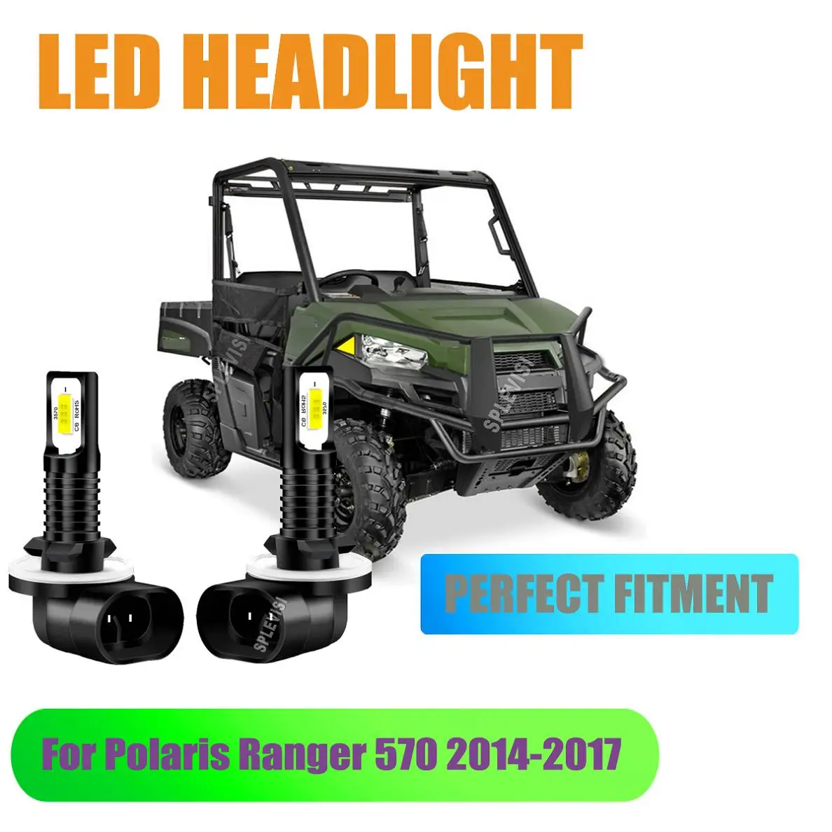 

881 886 LED White Headlight Bulbs-truly non-destructive installation For Polaris Ranger 570 2014 2015 2016 2017