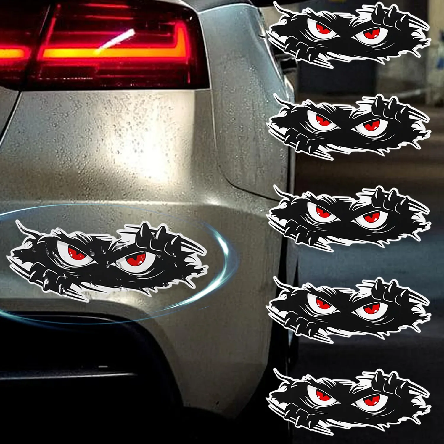 

3/1Pcs Monster 3D Vinyl Car Stickers Waterproof - Funny Scratch Resistant Decals for Auto Body & Window
