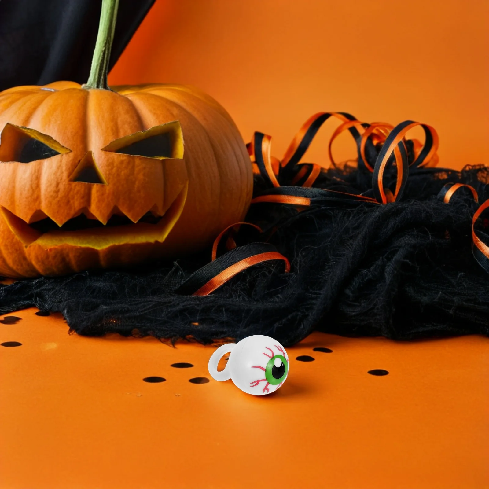 

15pcs Eyeball Ring Hair Tie Halloween Accessories Braided Ribbon Decorative Rings Multicolor Elastic Ties Prank Toy Kids Party
