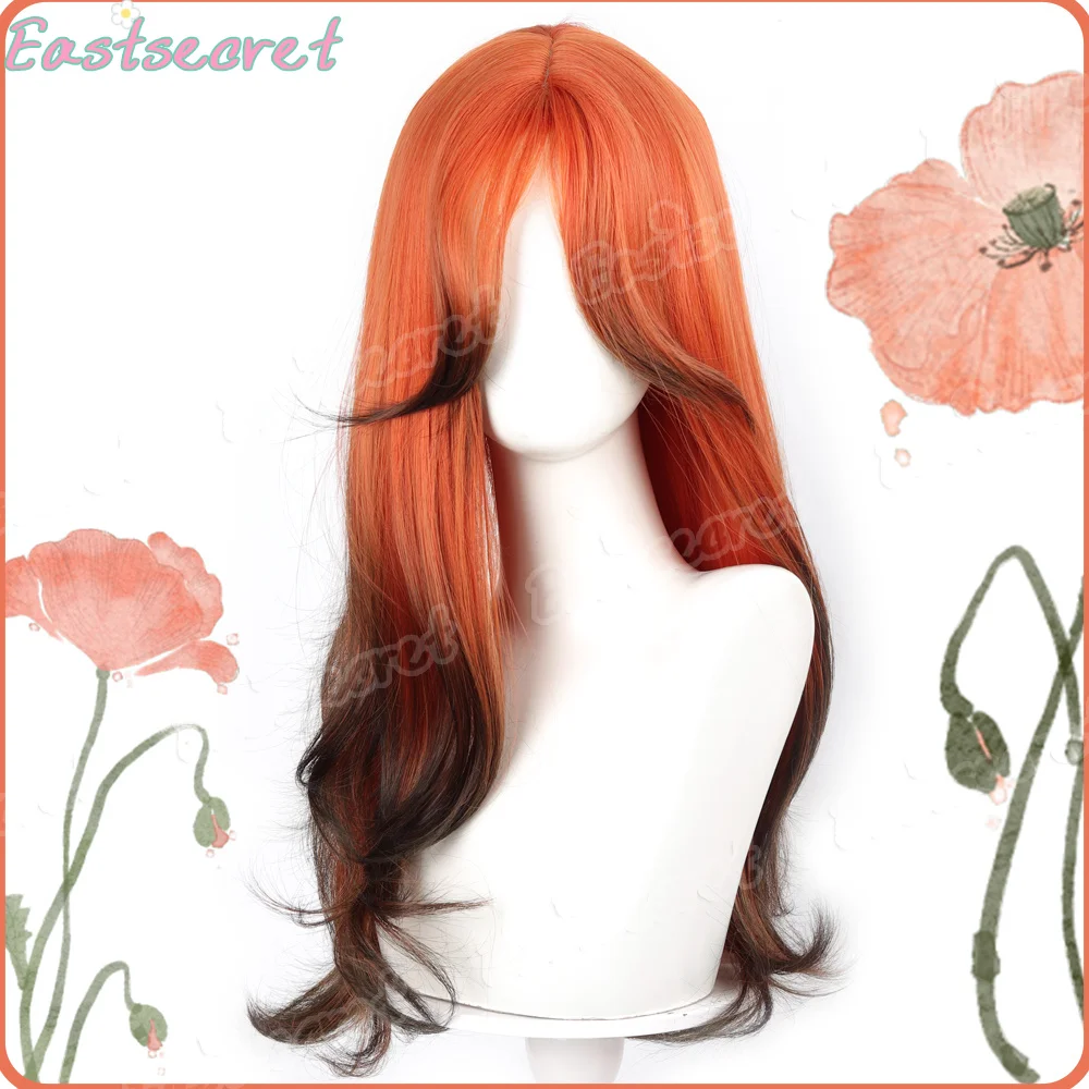EAST Gradient Wig Women's Medium Length Orange Gradient Black Wig Natural Appearance Synthetic Wig Daily Party Halloween