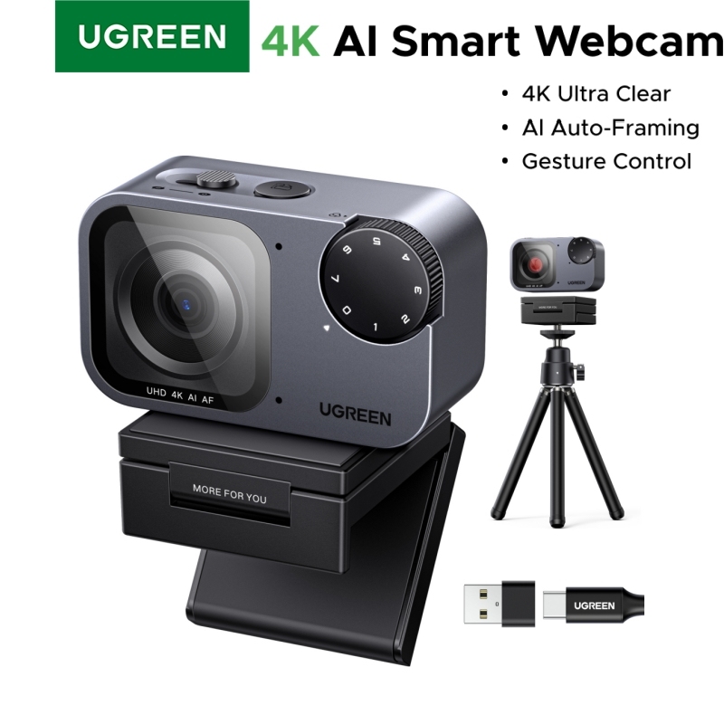  UGREEN FineCam Pro AI Smart PC 4K Webcam, Auto Framing, AI Noise-Canceling Mic, PDAF Focus,Gesture Control, for Streaming Camera 