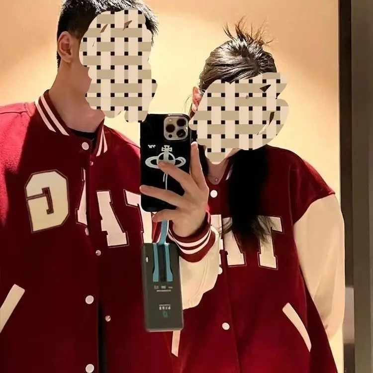 

Couple's Thiened Red Jaet Vintage Cotton Outerwear Autumn Winter New Sle Cleanfit ort Coat for Women without Brand