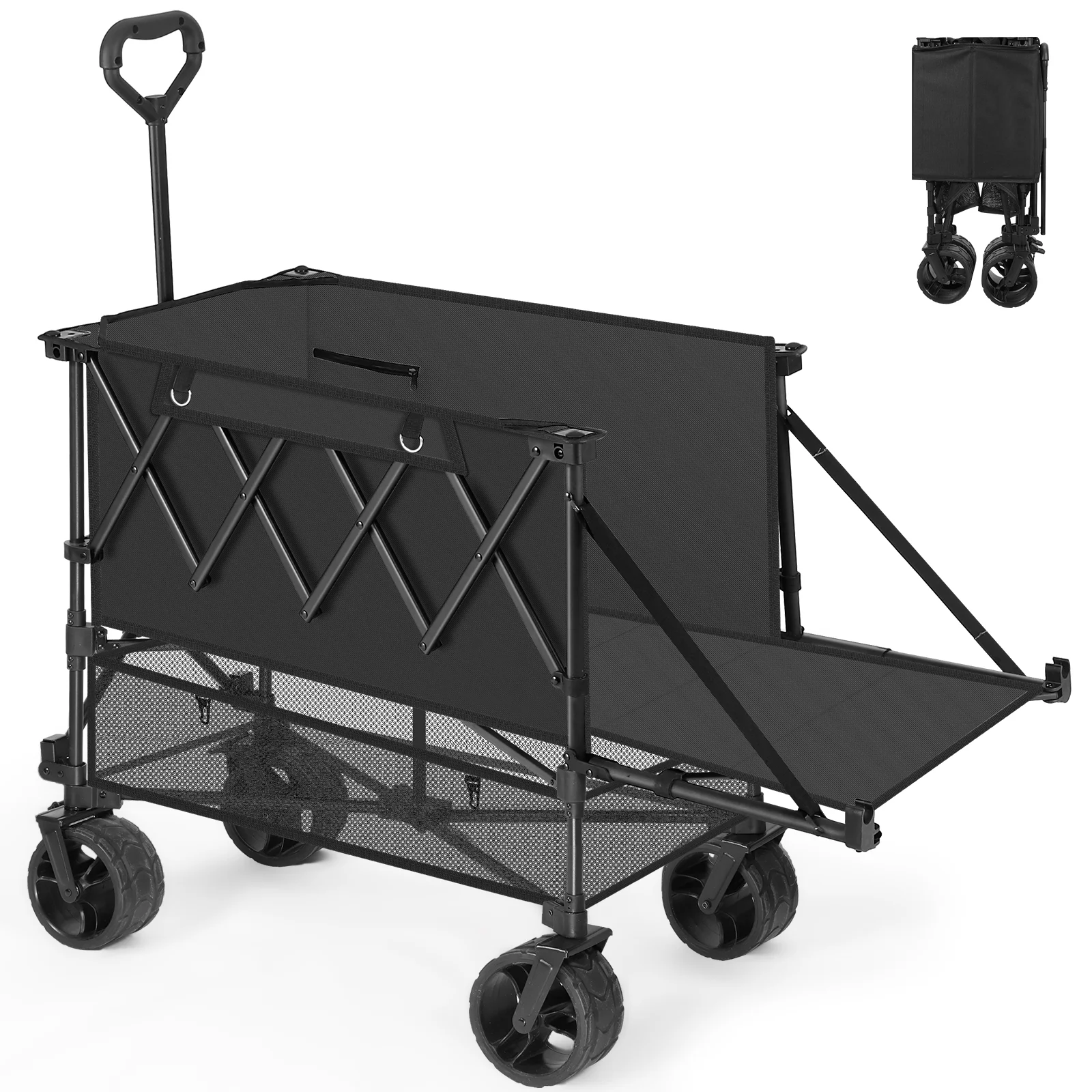 

Портативная уличная складная тележка большой емкости, высококачественная сверхмощная двухуровневая пляжная тележка