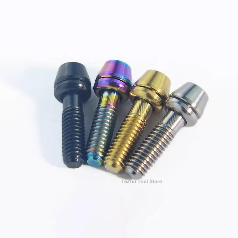 1Pcs Titanium Ti Bolt M4x15mm Taper Head With Washers Titanium Screws For Ritchey C260 Bicycle Stem