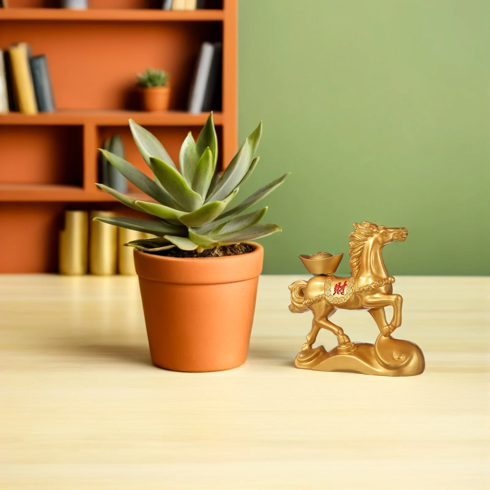 

Brass Horse Statue Golden Animal Sculpture Office Table Accent Coffee Table Decor Feng Shui Prosperity Gift Golden Horse Statue