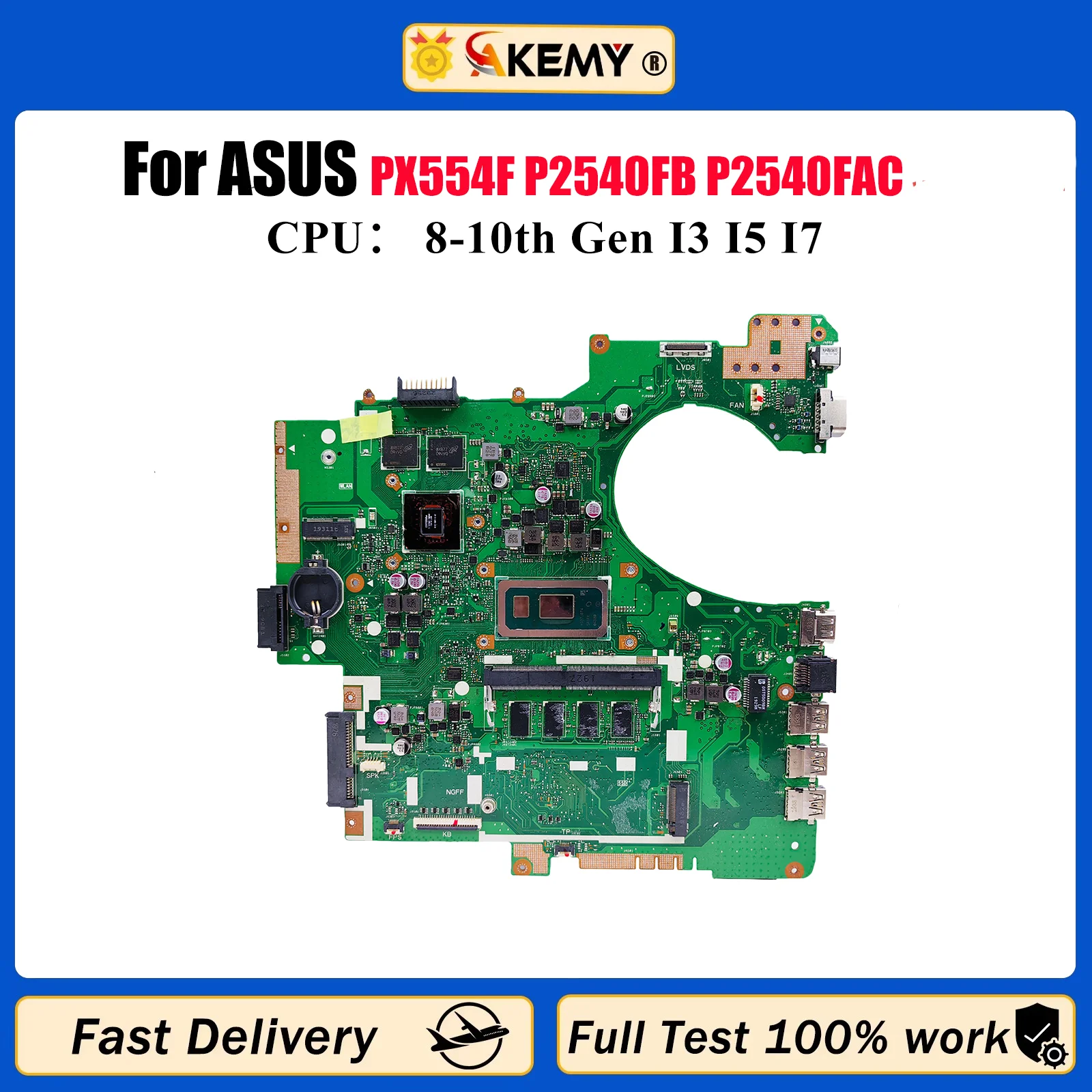 

P2540FB Материнская плата для ноутбука ASUS ProArt P2540F PX554F P2540FB P2540FAC Материнская плата для ноутбука с процессором I3 I5 I7 100% tests OK stk