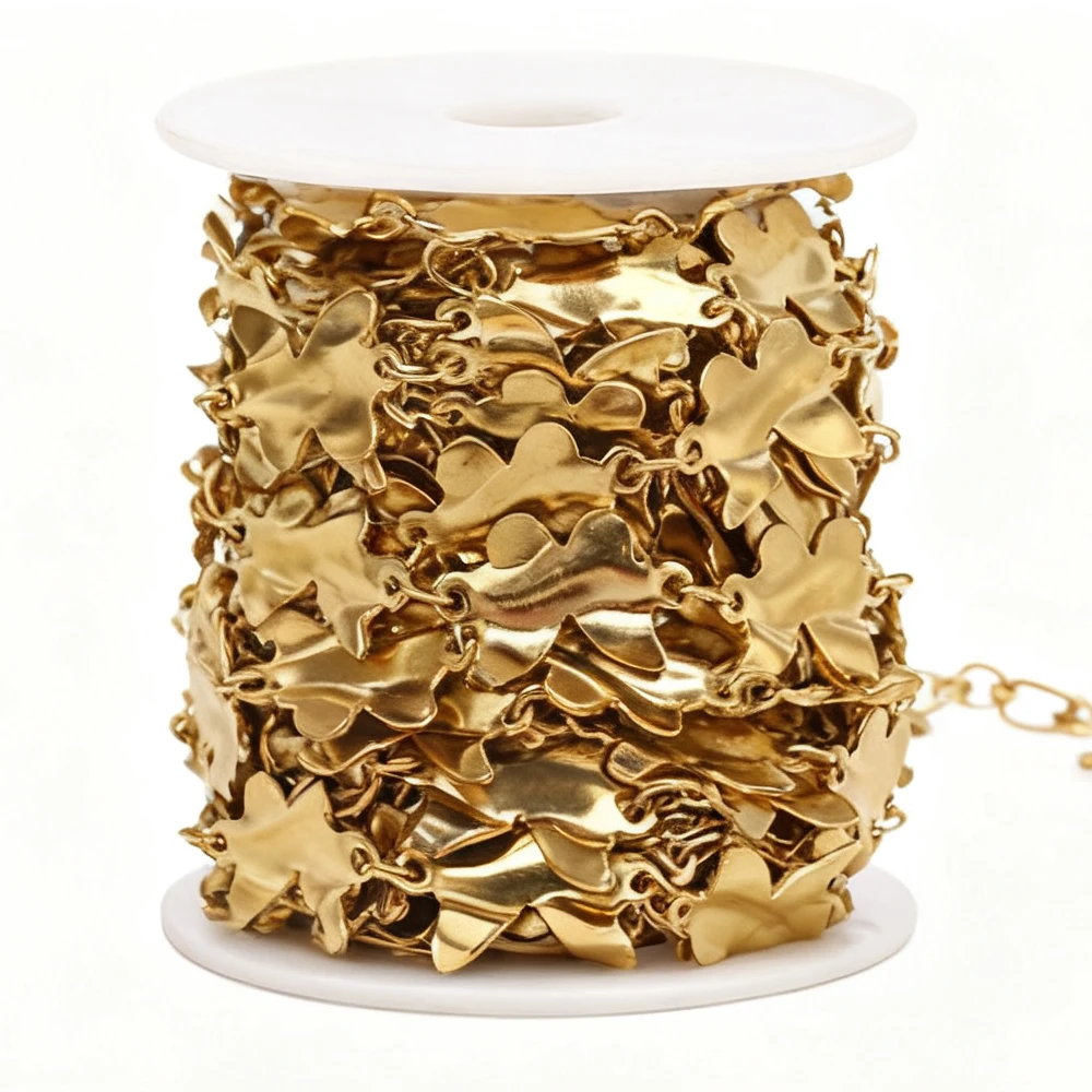 

1 Meter 18K Gold Plated Butterfly chain Bulk Stainless Steel Ripple Chain for DIY Necklace Bracelet Jewelry Making Wholesale
