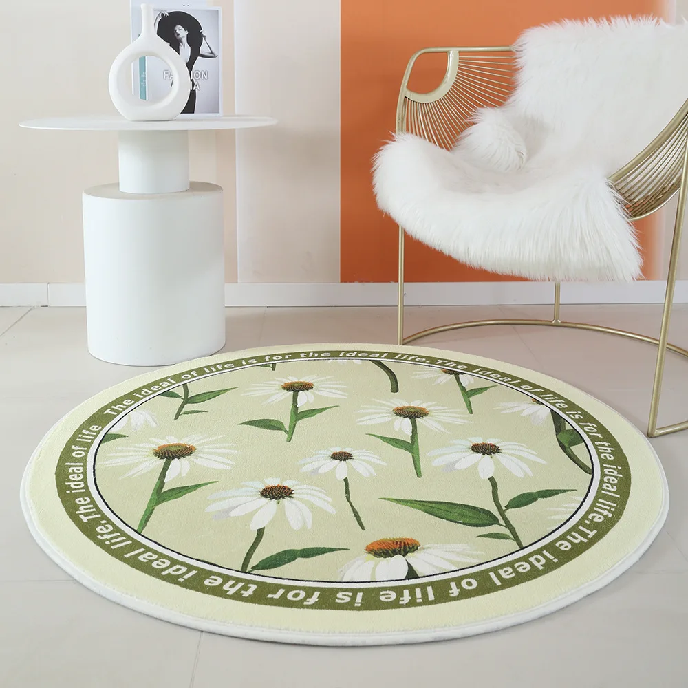 

Мягкий нескользящий круглый ковер с искусственным цветочным дизайном — впитывающий напольный коврик для спальни и домашнего декора