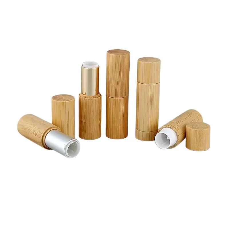 

12.1mm Top Grade Natural Bamboo Lipstick Tube DIY Empty Lip Balm Cosmetic Packaging Container 4.5g Lip Gloss Pipe Shell