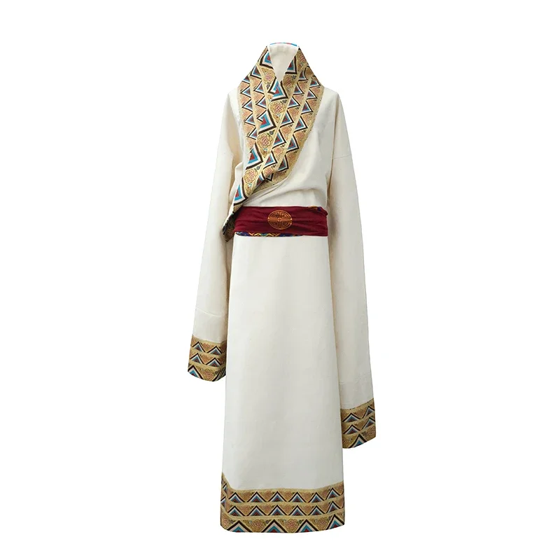 Tibetano robe branco tradicional chinês roupas para mulher estilo étnico oriental traje tibetano roupas asiáticas senhoras