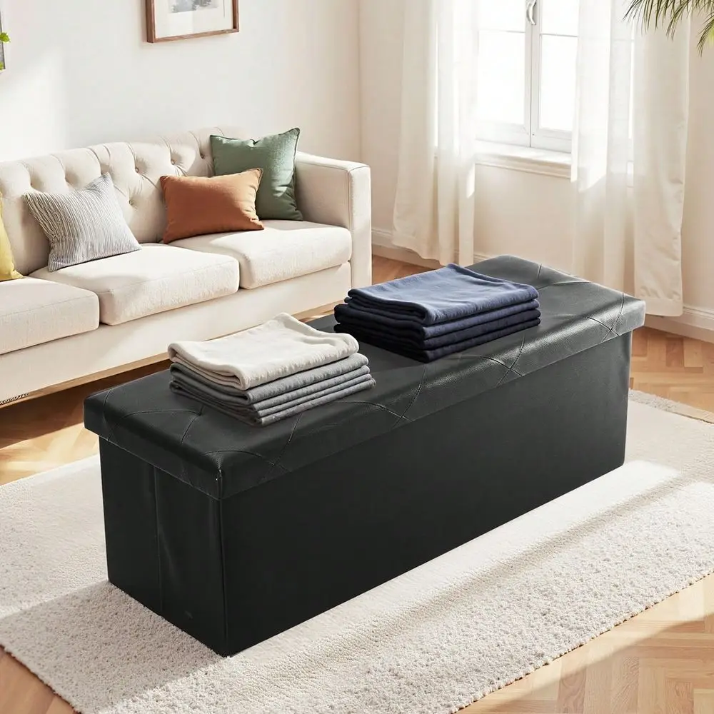 

Inches Folding Storage Ottoman Bench, Ottoman Foot Rest, End Of Bed Bench, Storage Chest, Load 660 Lb, For Living Room, Bedroom