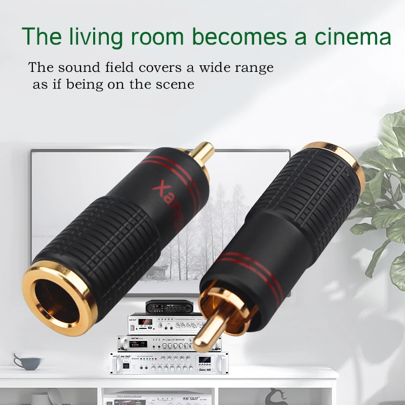 4 Stück Kupfer RCA-Stecker vergoldet Audio-Adapter Hifi DIY Verstärker Signal Line-Anschluss